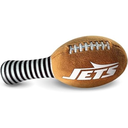 New York Jets Plush Football Rattle by Smilo - Officially Licensed NFL Baby Rattle Toy - Soft Baby Rattle with Bell - for Babies and Toddlers from 3 Months