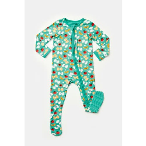 Soft & Stretchy Zipper Footie - Pasta Night, 6-12M