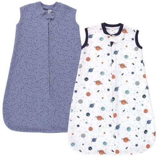 Hudson Baby Infant Boys Premium Quilted Sleeveless Sleeping Bag and Wearable Blanket, Space, 0-6 Months