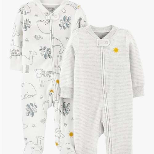 Simple Joys by Carter's Unisex Baby 2-way Zip Thermal Footed Sleep and Play, Pack of 2