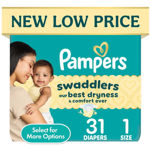 Pampers Swaddlers Baby Diapers Size 1, 32 Count with KeepDry Liner