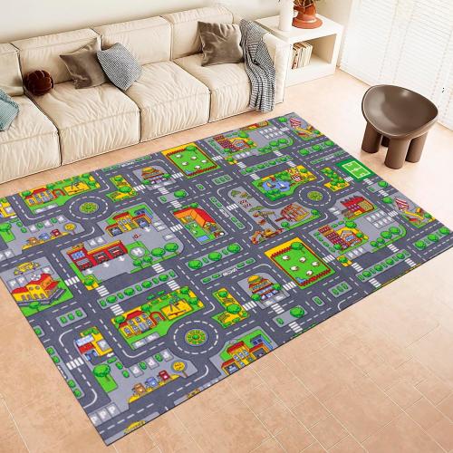 Washable Kids City Road Play Rug: Traffic Carpet