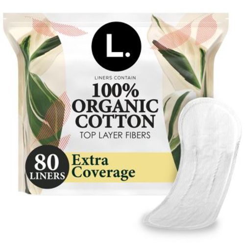 L. Organic Cotton Top Layer Ultra Thin Liners - Extra Coverage Absorbency - 80ct