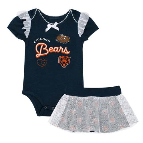 Girls Infant Outerstuff Navy Chicago Bears Melted Hearts Printed Bodysuit and Skirt Set