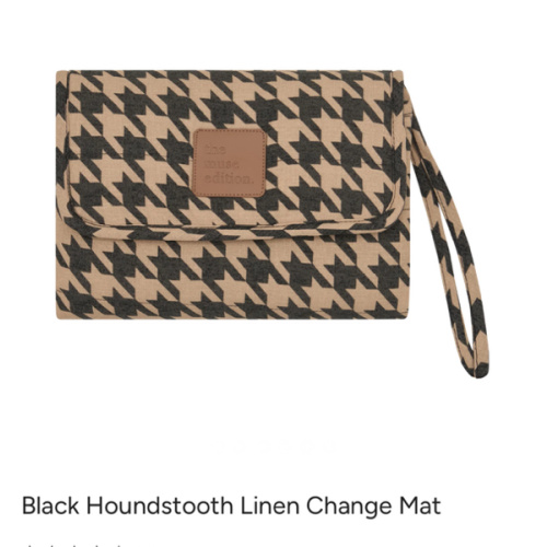 Black Houndstooth Linen Change Mat