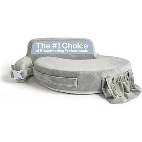 My Brest Friend Super Deluxe Nursing Pillow, Firm Flat Breastfeeding Pillow with Patented Wraparound Support, Back Support, Adjustable for Breastfeeding, Postpartum Essential, Plush Cover, Grey