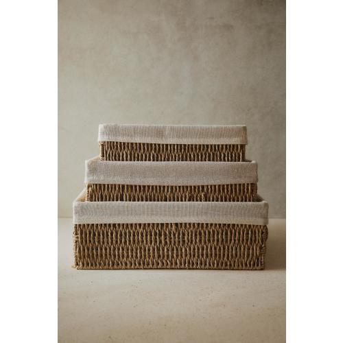 RECTANGULAR COTTON LINED BASKET - Light beige | ZARA United States