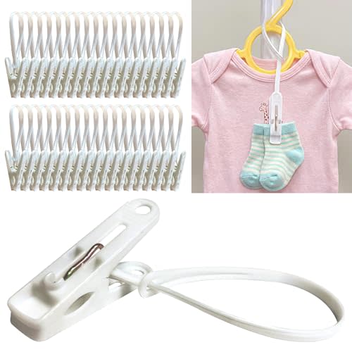 HASHI Baby Clothes & Pants Clips 36 Pack, Non-Slip Hanger Clips with Strong Grip, Space-Saving Organizer for Baby & Toddler Laundry, Closet, Socks, Stroller, Travel & Drying Rack