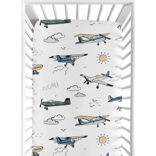 Sweet Jojo Designs Airplane Green and Blue 2 Pack Fitted Crib Sheet by Sweet Jojo Designs | Wayfair