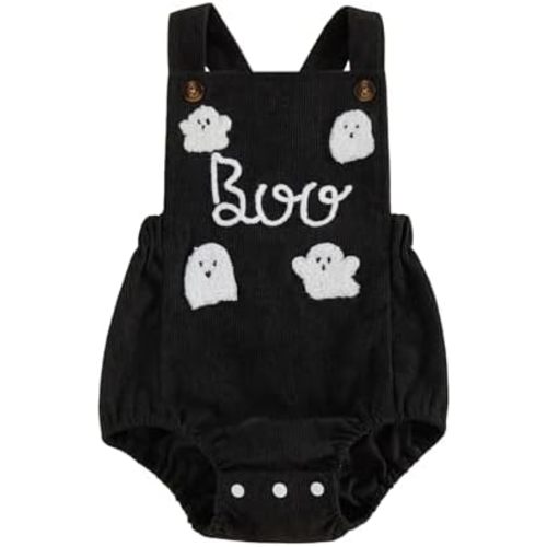 Baby Boy Girl Halloween Outfit Ghost Spider Pumpkin Embroidery Newborn Overalls Bubble Romper Cute Infant Clothes