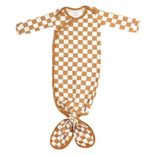 Copper Pearl Baby Gown - Knotted Newborn Sleepers for Baby Boy and Girl, Soft Stretchy Long Sleeve Infant Gowns with Bottom Tie and Hand Mittens, Perfect Hospital Coming Home Outfit (Rad)