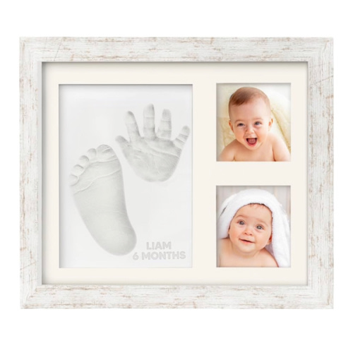 KeaBabies Baby Hand and Footprint Kit - Quick Dry Clay Baby Footprint Kit, Pets Paw, Newborn Keepsake Picture Frame for Boys, Girls, Personalized New Mom Gifts for Shower & Christmas (Vintage White)