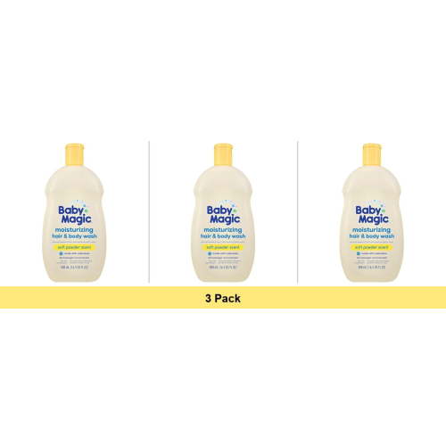 Baby Magic Tear-Free Gentle Hair & Body Wash for Infants, Soft Powder Scent, 16.5 oz - 3 Pack