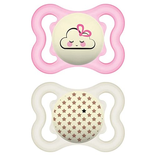 MAM Supreme Baby Pacifier, Newborns 0-6 Months, Developed with Orthodontists, Extra Air Flow for Sensitive Skin, Glows in The Dark, BPA-Free Silicone, Sterilizer Case, Pack of 2, Made in Europe