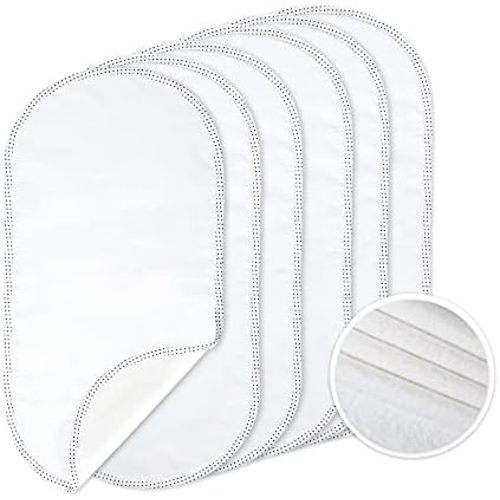 TILLYOU Waterproof Changing Pad Liners 6 Pack, 100% Cotton Reusable Cloth Diaper Liners, White
