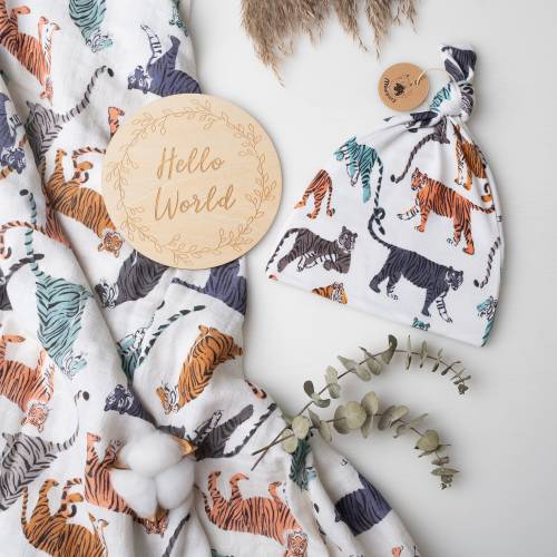 Miaoberry Tiger Swaddle in Cream (Tiger baby 2022)