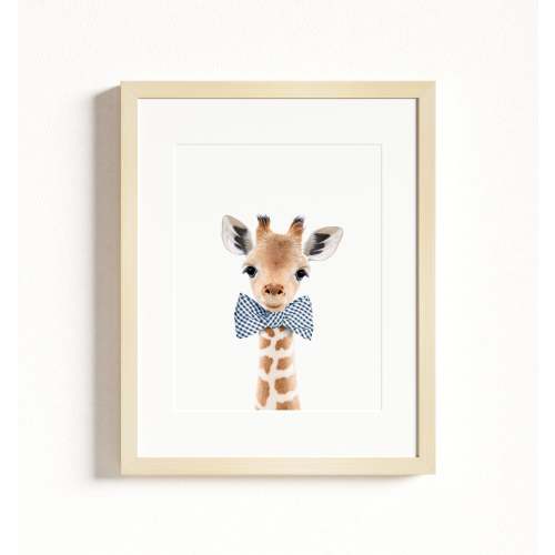 Baby Giraffe - Bow Tie Cornflower · Printable Art Package - Baby Giraffe – Safari Animal Nursery Print – The Crown Prints