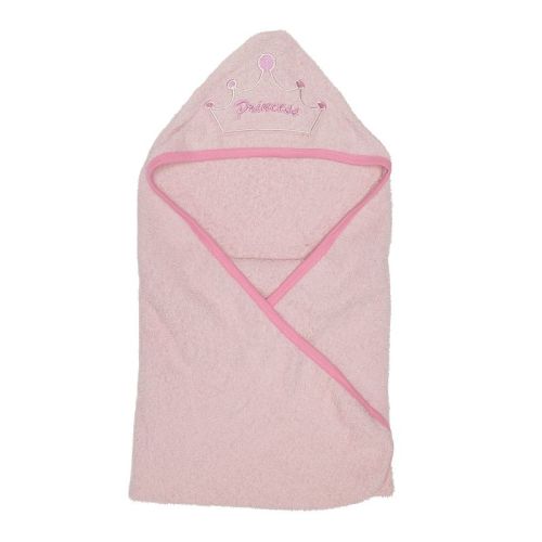 Everyday Kids Hooded Bath Towel for Girls – 3D Pink Princess with Crown, Soft Terry Cloth, Absorbent, Baby Girl Bath Time Essential