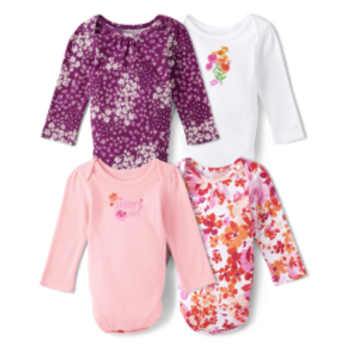 Baby Girls Floral Bodysuit 4-Pack