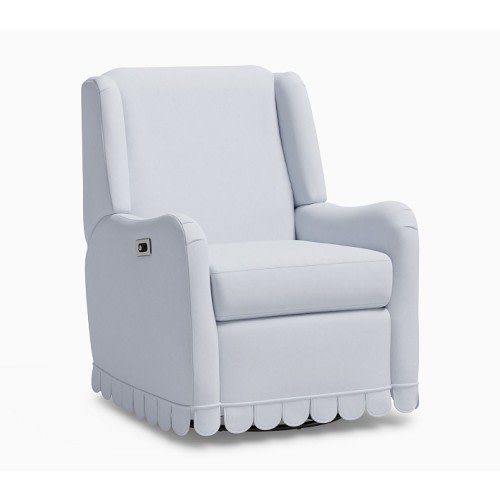 Merced Power Scalloped Recliner Performance Linen Blend Light Blue