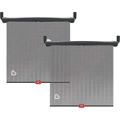 Munchkin Brica Sun Safety Car Window Shade with Heat Alert, Helps Block UVA/UVB Rays, 2 Pack, Black