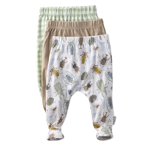 Butterblu Unisex-Baby Fallon 3-Pack Footed Pants 100% Organic Cotton Bottoms for Baby Boys & Girls