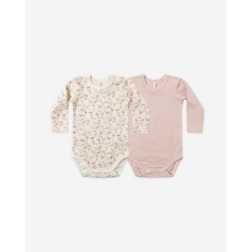 Jersey Bodysuit, 2 Pack || French Garden, Rose Micro Stripe – Quincy Mae