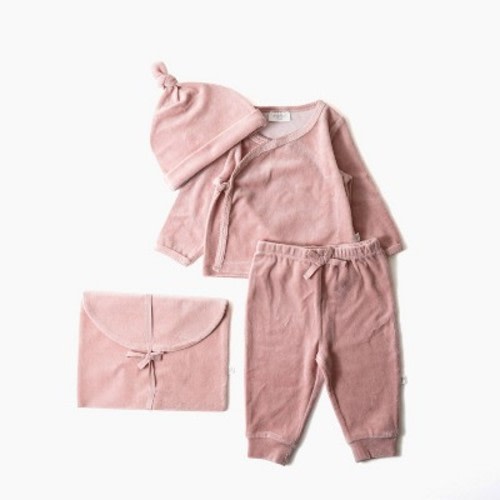 Picolette by Olivia Culpo Baby Girls' 4pc Velour Gift Set - Pink 3-6M