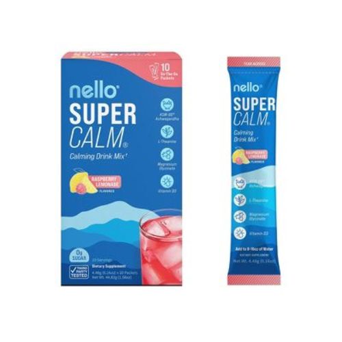 Nello Supercalm Calming Drink Mix Supplement Powder - Raspberry Lemonade - 10ct