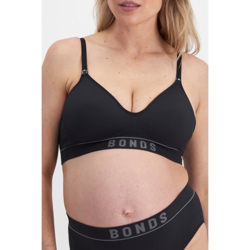 Bonds Women's Retro Rib Maternity Wirefree Bra - Black - Size 10