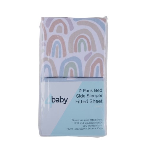 4Baby Bedside Sleeper Fitted Sheet 2 Pack