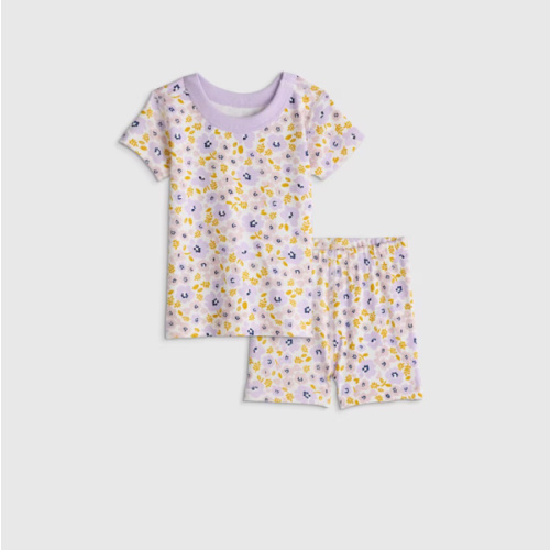 Quince - Short Sleeve & Shorts Pajama Set | Purple Poppy Floral | Size 12-18M
