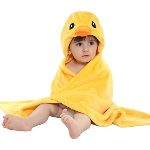 TONWHAR 0-4 Years Toddlers' And Kids' Boys Girls Animal Face Hooded Blanket Baby's Bathrobe,Unisex Baby Plush After Bath Blanket