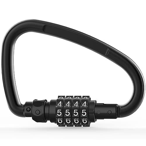Locking Carabiner Heavy Duty, Large Carabiner Clip with Combination Lock, 4 inch 25KN Metal D Ring Carbiner, Oval Caribiner, Triangle Caribeaner, for Hammock, Climbing, Gym, Chain Lock