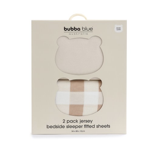 BASSINET - Bubba Blue Sundae Bedside Sleeper Fitted Sheet 2 Pack Chestnut