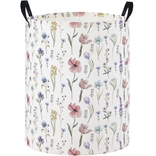 Baby Laundry Basket Baby Nursery Hamper Kids Laundry Basket Toy Storage Bin for Boys Room Decor Gift Baskets for Bedroom Bathroom(Flower)