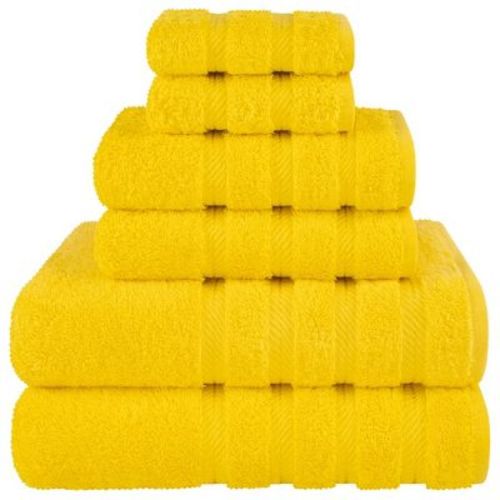American Soft Linen 6 Piece Towel Set, 100% Cotton Bath Towels for Bathroom, Yellow