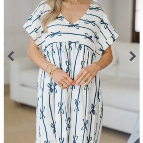 NURSING COLLECTION: Full Of Joy White Bow Print Dress