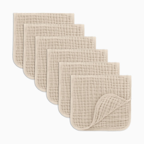 6-Layer Muslin Burp Cloths Set - Sand