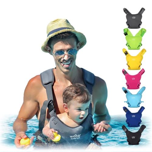 WaterLand Baby Carrier - Innovative Carrier You Can Use Both in Water & Land - Waterproof Infant Chest Holder with Adjustable Straps, Lightweight Toddler Harness for Pool & Beach (Grey)