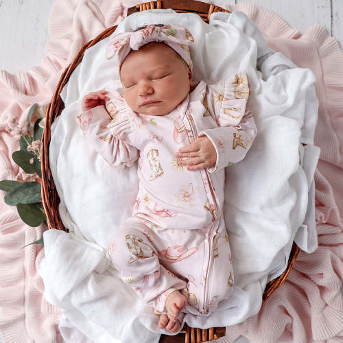 Boots & Bows Organic Snugglesuit Convertible Romper with Frill