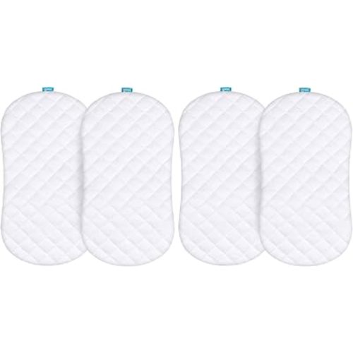 Bassinet Mattress Pad Cover Compatible with Halo BassiNest Swivel Sleeper, 4 Pack, Waterproof Quilted Ultra Soft Surface, Breathable and Easy Care