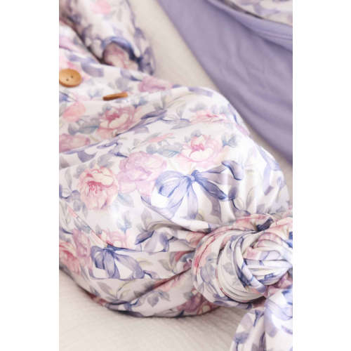 Leighton's Lavender Newborn Baby Knot Gown & Hat Set