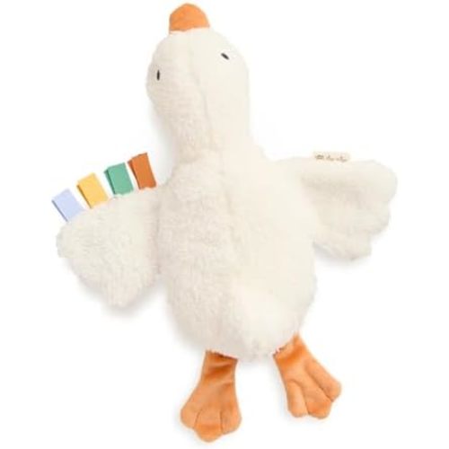 Itzy Ritzy Huggable Lovey, Plush Comfort Toy with Sensory Ribbons (Goose)