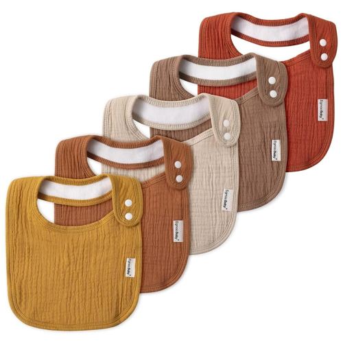 Muslin Bibs for Baby Boys Girls,Organic Muslin Baby Bib for Drooling and Teething,Soft Bandana Drool Bibs 5 Pack