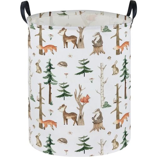 Kids Laundry Hamper,Animal Laundry Basket Collapsible Woodland Storage Baskets for Home Decor,Office,Home Organizer,(Woodland animal
