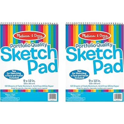 Melissa & Doug Sketch Pad (9 x 12 Inches) - 50 Sheets, 2-Pack - FSC Certified
