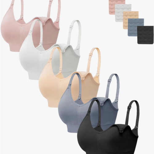HBselect Women Maternity Bras 5 Pack Nursing Bras for Breastfeeding Seamless Pregnancy Sleep Bralette with Extra Extenders