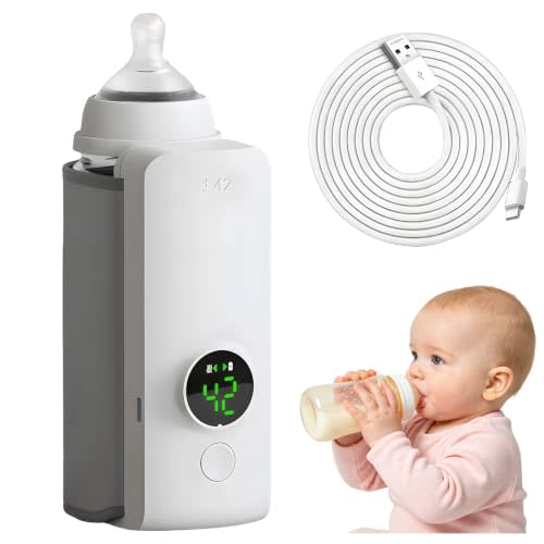 Portable Bottle Warmer, Rapid Warming with Battery-Powered Temperature Display for Travel, Waterless Milk Warming for Comfortable Baby Feeding On The Go