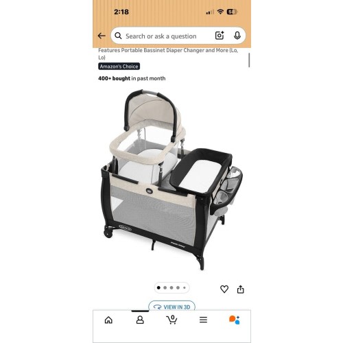 Graco Pack 'n Play Day2Dream Play Yard Bassinet Diaper Changer Beige Black